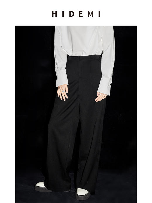 HIDEMI 简约腰部纽扣可调节设计感宽松长裤 商品图1