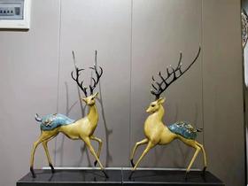 纯铜雕花对鹿 摆件 铜 鹿 轻奢 现代