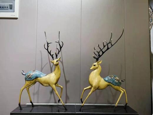 纯铜雕花对鹿 摆件 铜 鹿 轻奢 现代 商品图0