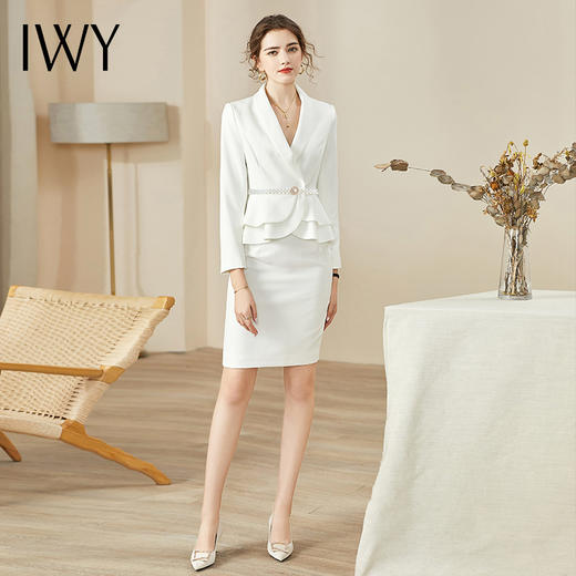 IWY/白色高端名媛职业装套装女小香风气质时尚小西装套裙美容院工作服CS936 商品图2