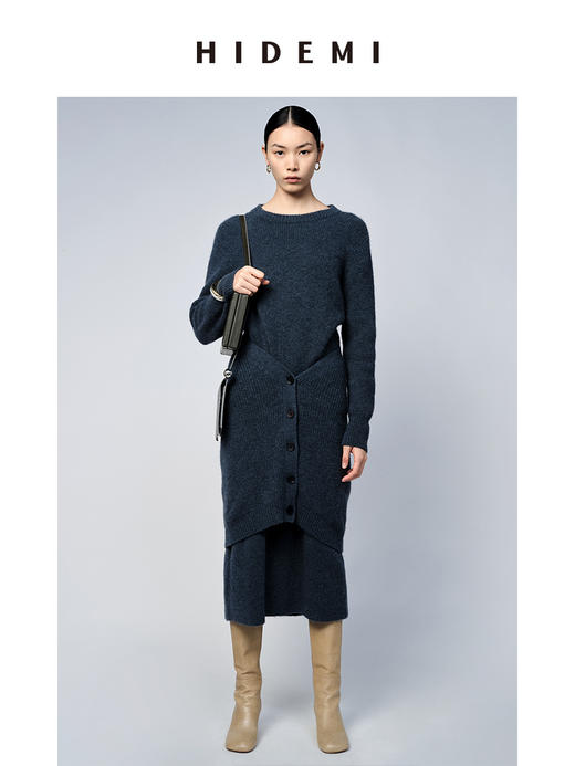 HIDEMI 琥珀蓝羊驼绒套装 毛衣/半身裙 商品图0