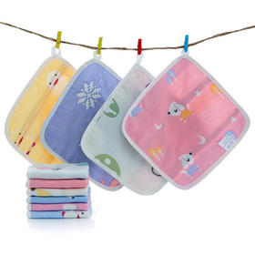 【5条装 给宝宝贴心的呵护】A类六层纱布方巾纯棉手帕幼儿园儿童全棉卡通婴儿宝宝吸水小方巾