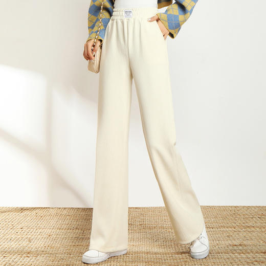 AHM-lsy1678A新款时尚气质松紧高腰宽松直筒条绒阔腿裤 商品图3