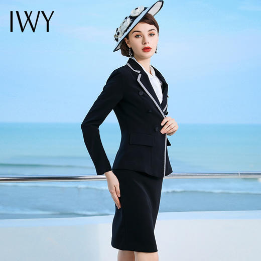 IWY/黑色千鸟格长袖时尚同情西服套装套裙CS476 商品图3