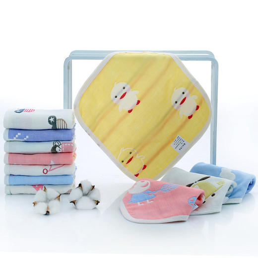 【5条装 给宝宝贴心的呵护】A类六层纱布方巾纯棉手帕幼儿园儿童全棉卡通婴儿宝宝吸水小方巾 商品图2