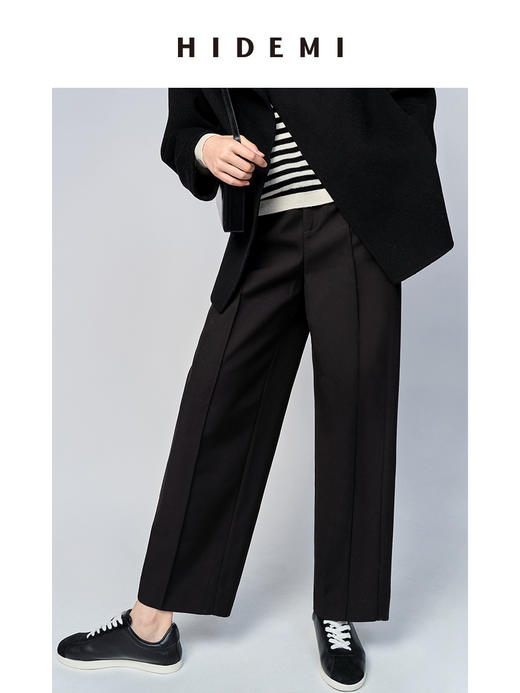 HIDEMI 黑色拉链微锥形高腰九分裤 商品图4