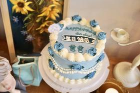 复古蓝色花边爸爸款