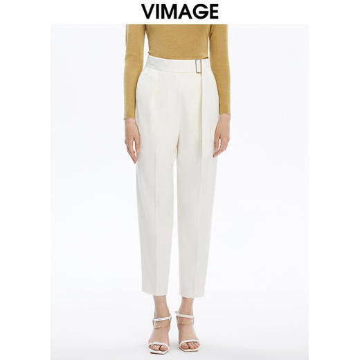 VIMAGE纬漫纪秋季新款纯色通勤显瘦简约裤子V1605220 商品图0