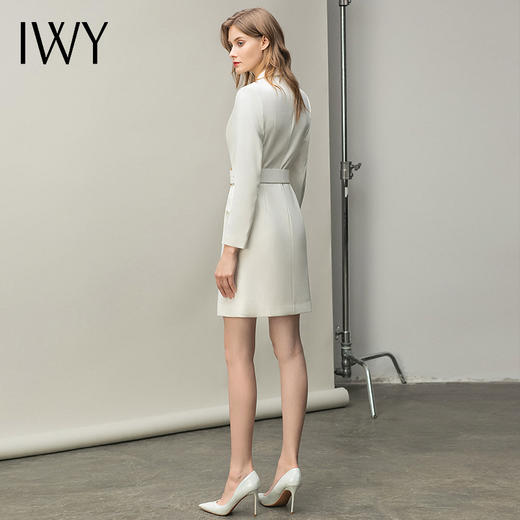 IWY/白色西装正装连衣裙秋冬工作服气质女神范名媛高端主持人职业套裙Q11112白 商品图3