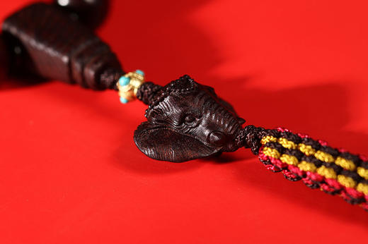 DQ0201-1吉象·车挂手持12x13mmx26粒小叶紫檀&非遗大漆珠 商品图3