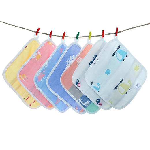 【5条装 给宝宝贴心的呵护】A类六层纱布方巾纯棉手帕幼儿园儿童全棉卡通婴儿宝宝吸水小方巾 商品图4