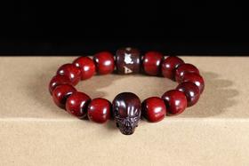 XYZT0265°安定·骷髅头&六字箴言 高品质印度小叶紫檀12mmx13mm×14粒