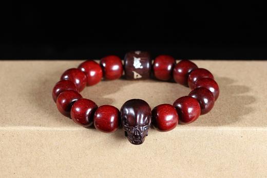 XYZT0265°安定·骷髅头&六字箴言 高品质印度小叶紫檀12mmx13mm×14粒 商品图0