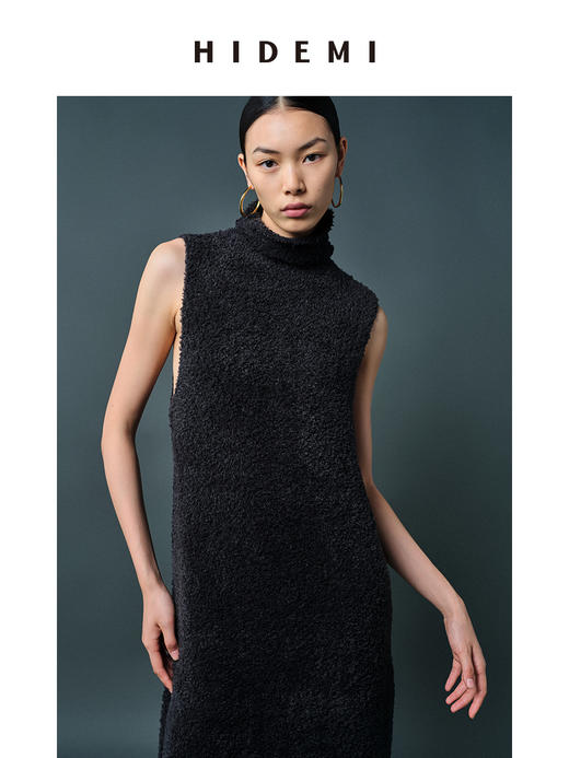 HIDEMI 美利奴圈圈羊毛堆领背心裙 商品图2