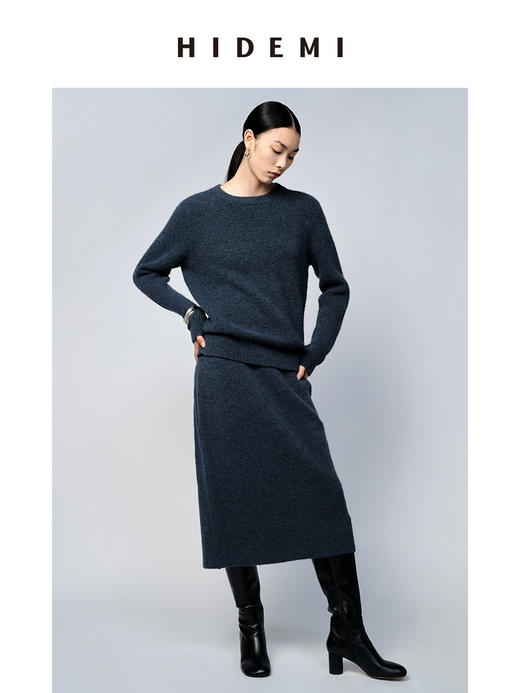 HIDEMI 琥珀蓝羊驼绒套装 毛衣/半身裙 商品图6