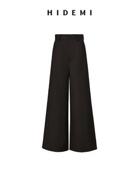 HIDEMI 深棕色简约设计感阔腿九分裤