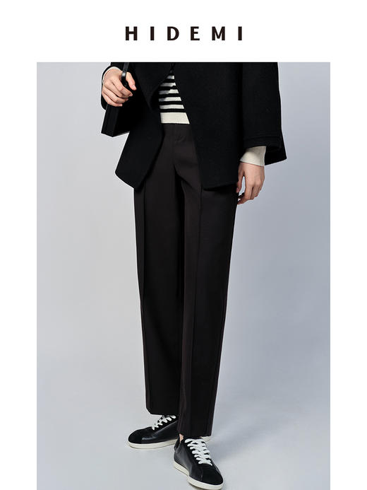 HIDEMI 黑色拉链微锥形高腰九分裤 商品图3