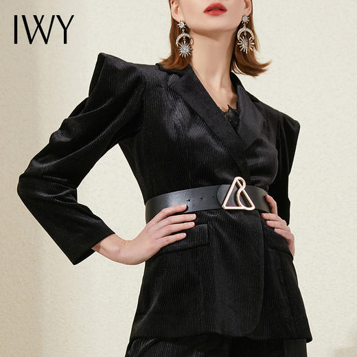 IWY/时尚高端黑色阔腿裤职业西装套装女秋冬商务总裁宴会正装工作服OL213199C1+P2 商品图4