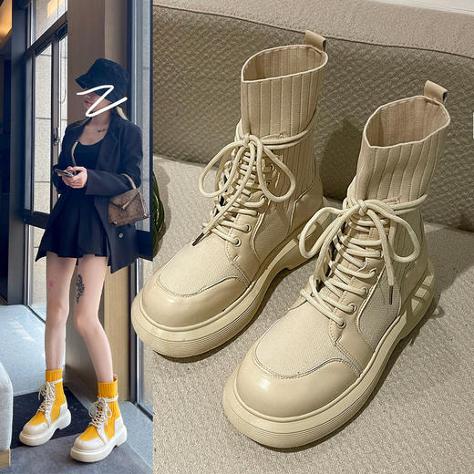 马丁靴 | 2021年秋季新款袜子靴女士英伦风炸街短靴女休闲女靴 商品图1