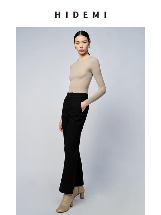 HIDEMI 美利奴超细羊毛无缝一体式云朵圆领打底上衣 燕麦色/锡器灰/浆果红/黑色 商品图3