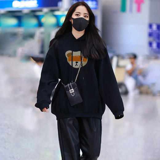 RELIFE 连帽卫衣女春秋薄款宽松韩版ins潮美式卡通小熊印花上衣女 商品图2