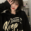 黑色连帽卫衣女秋冬加厚宽松ins潮美式街头oversize慵懒bf风上衣 商品缩略图2