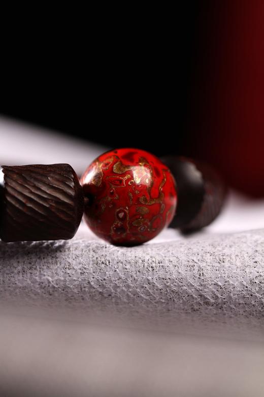 DQ0069°小叶紫檀螺纹桶珠+大漆手串 商品图2