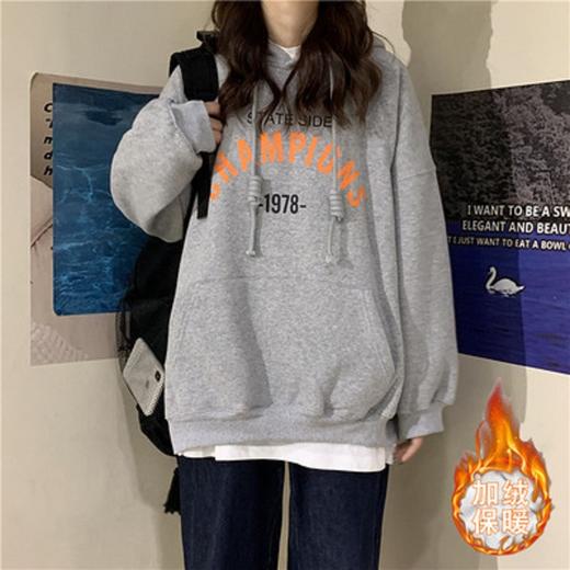 ins卫衣女秋冬加绒加厚2020年新款韩版连帽棉外套女宽松bf潮上衣 商品图2