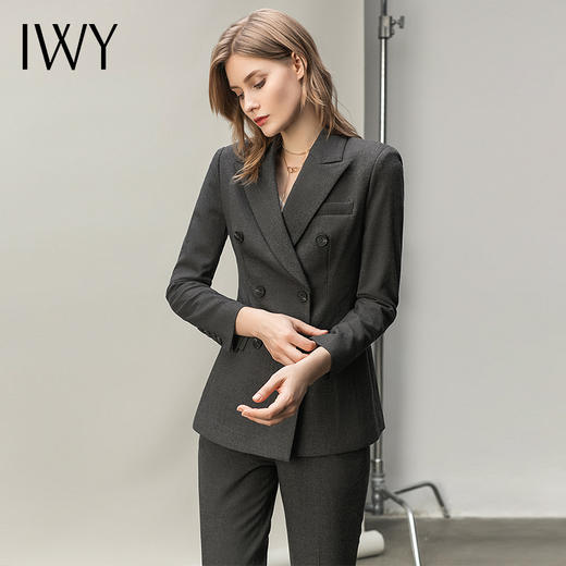 IWY/高端灰色西装套装女气质售楼部秋冬上班工作服置业顾问女装职业装CP11117 商品图1