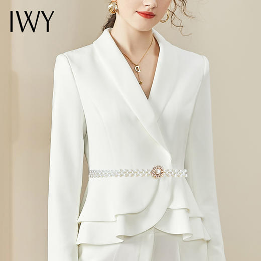 IWY白色职业西装套装秋季长袖时尚气质上班面试办公名媛高端正装cp936 商品图4
