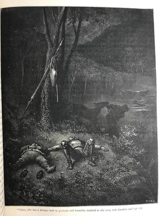 约19世纪后期 堂吉诃德 多雷百余幅经典版画插图 漆布精装大16开 商品图9