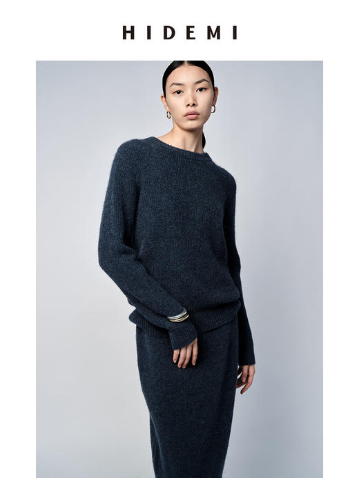 HIDEMI 琥珀蓝羊驼绒套装 毛衣/半身裙 商品图8