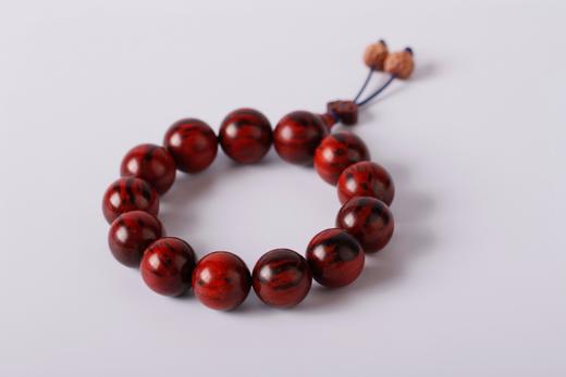 XYZT0214°野生林高密小叶紫檀老料（火焰纹）18mmx13粒 商品图0