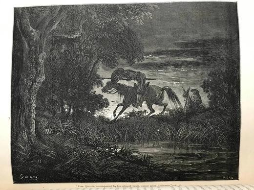 约19世纪后期 堂吉诃德 多雷百余幅经典版画插图 漆布精装大16开 商品图14