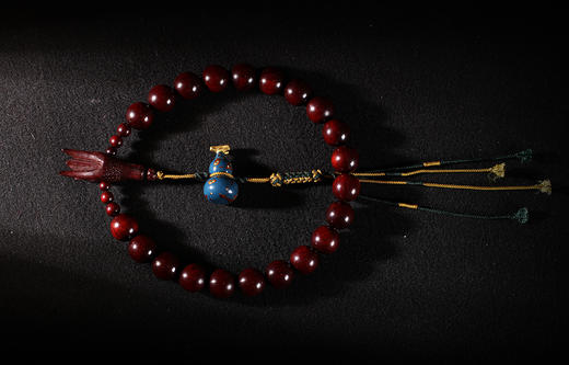 DQ0098°16mm紫檀（龙头三通+大漆葫芦）21粒 商品图0