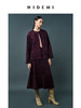 HIDEMI 勃艮第酒红色麂皮圆领短款外套 商品缩略图2