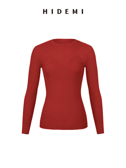 HIDEMI 美利奴超细羊毛无缝一体式云朵圆领打底上衣 燕麦色/锡器灰/浆果红/黑色 商品图7