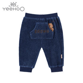 英氏-童衣类（冬）E1连针PP裤中牛仔蓝100CM
