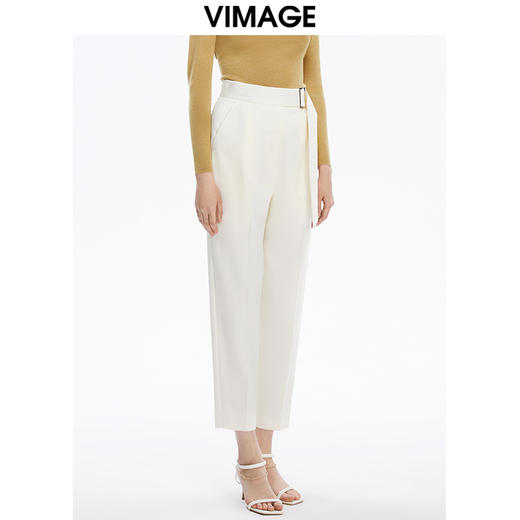 VIMAGE纬漫纪秋季新款纯色通勤显瘦简约裤子V1605220 商品图2