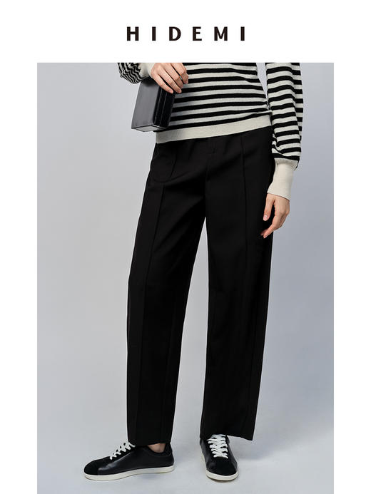HIDEMI 黑色拉链微锥形高腰九分裤 商品图5