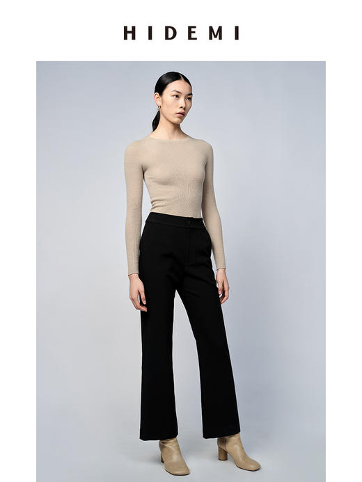 HIDEMI 美利奴超细羊毛无缝一体式云朵圆领打底上衣 燕麦色/锡器灰/浆果红/黑色 商品图4