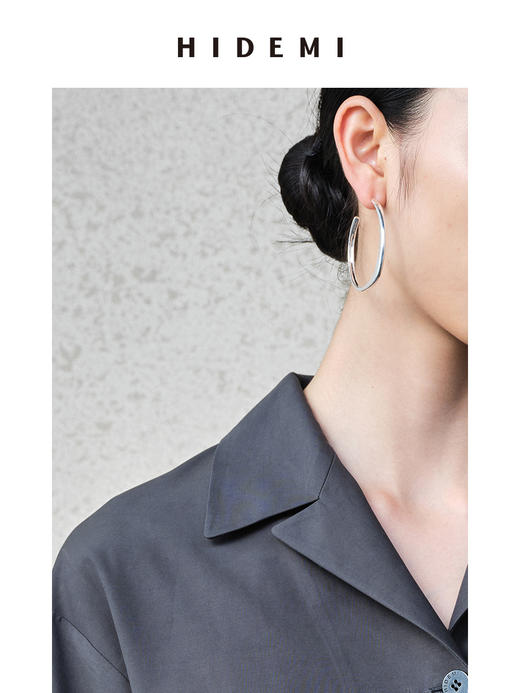 HIDEMI 简约不规则圆弧形耳环 小号/中号/大号 商品图11