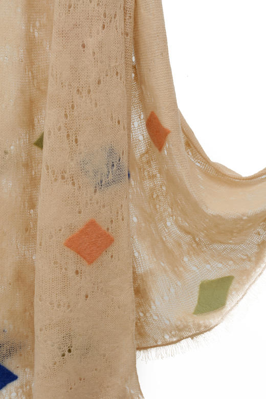  菱格手工毛毡羊绒针织披肩 SJF93W463N 商品图3