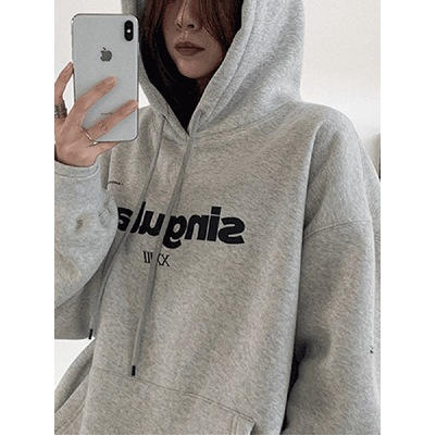 【百搭时尚潮流】新款秋冬LIL CHER连帽卫衣女加绒加厚宽松韩版慵懒风上衣 商品图2