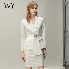 IWY/高端气质白色西装套裙女英伦风韩版时尚秋冬休闲西服职业装工作服 C10348+S10343
