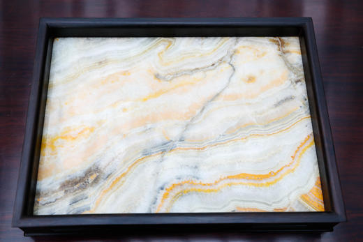 紫光檀红丝玛瑙玉茶盘 商品图1