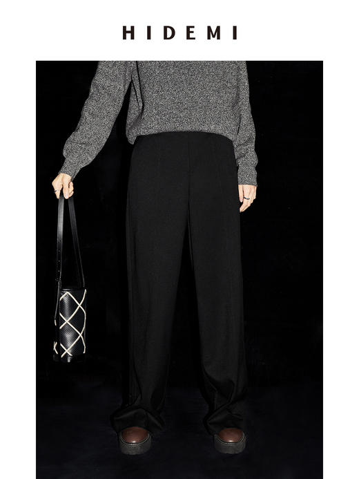HIDEMI 简约腰部纽扣可调节设计感宽松长裤 商品图3