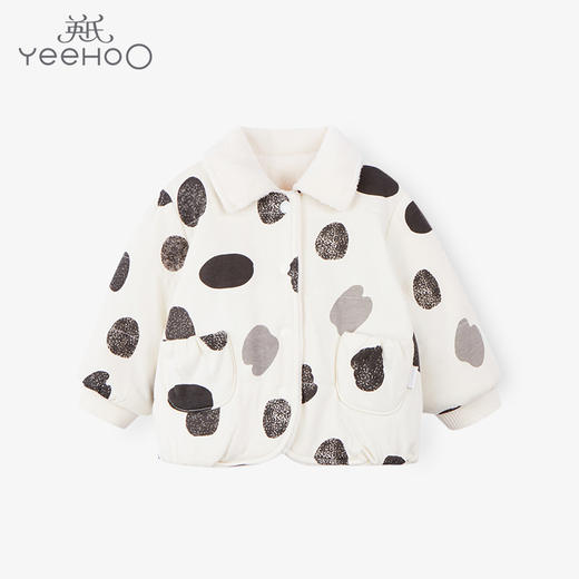 英氏-童衣类（冬）E1英针短外套奶油白色80CM 商品图0