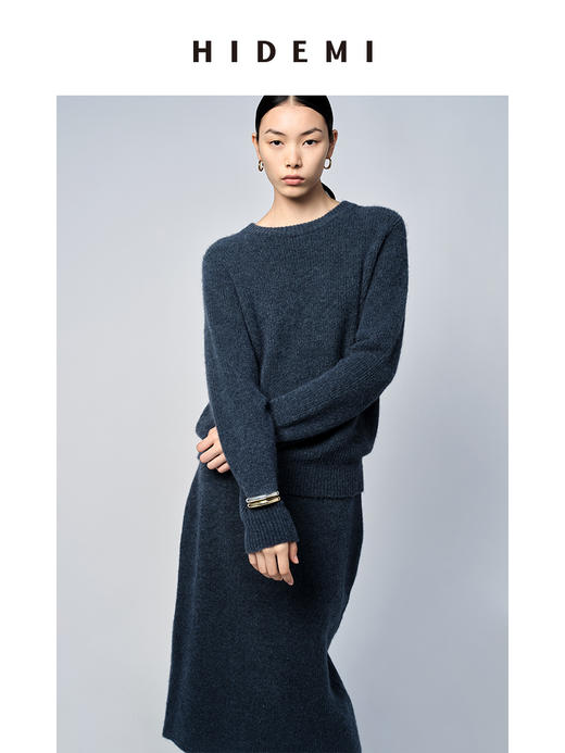 HIDEMI 琥珀蓝羊驼绒套装 毛衣/半身裙 商品图7