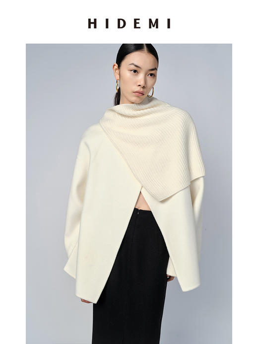 HIDEMI 美利奴羊毛简约纽扣设计感多穿式围脖 商品图5